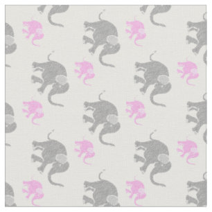 Tissu Motif des bébés gris et roses