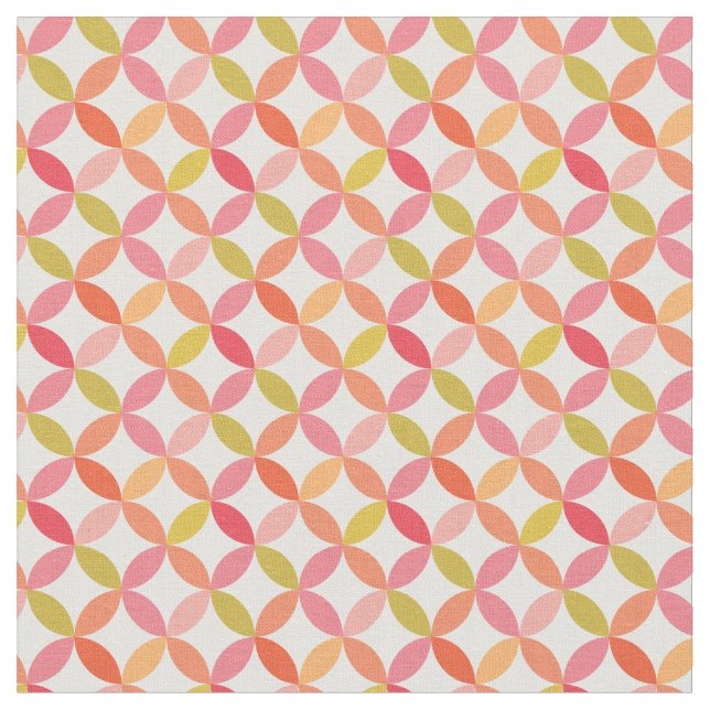 Tissu Motif des cercles rose rouge du milieu du siècle (Fermer)