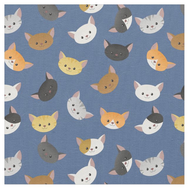 Tissu Motif des chats heureux (Fermer)