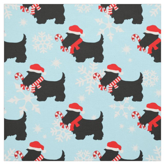 Tissu Motif des chiens écossais de Noël (Échantillon)