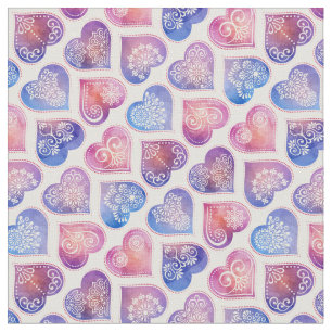 Tissu Motif des Coeurs de Mandala