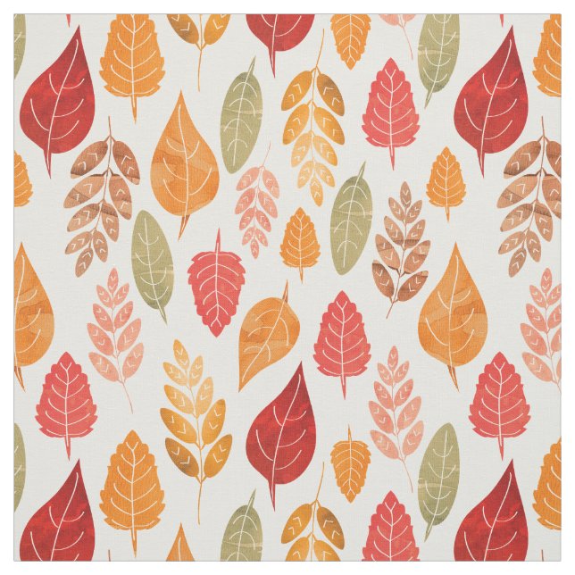 Tissu Motif des feuilles d'automne peintes (Échantillon)