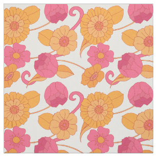 Tissu Motif des fleurs hippies roses des années 60
