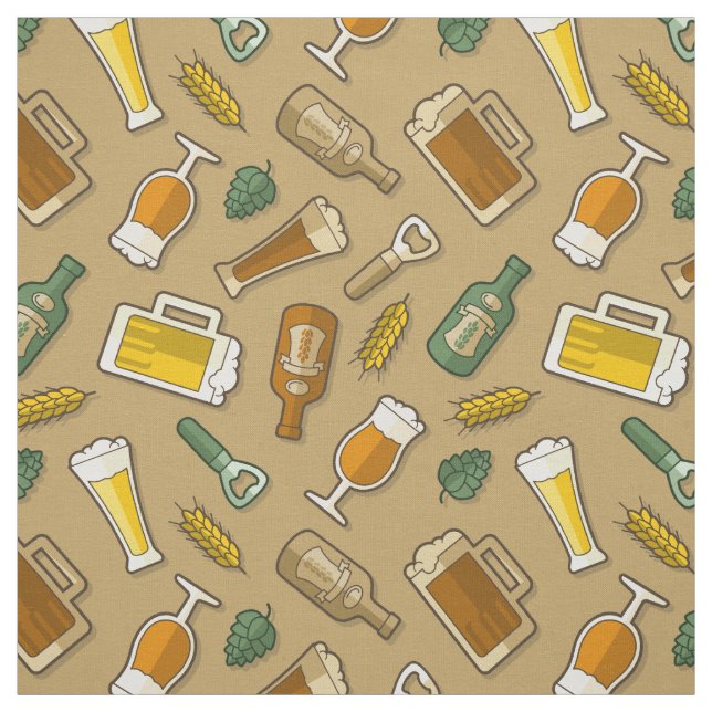 Tissu Motif des icônes de bière (Échantillon)