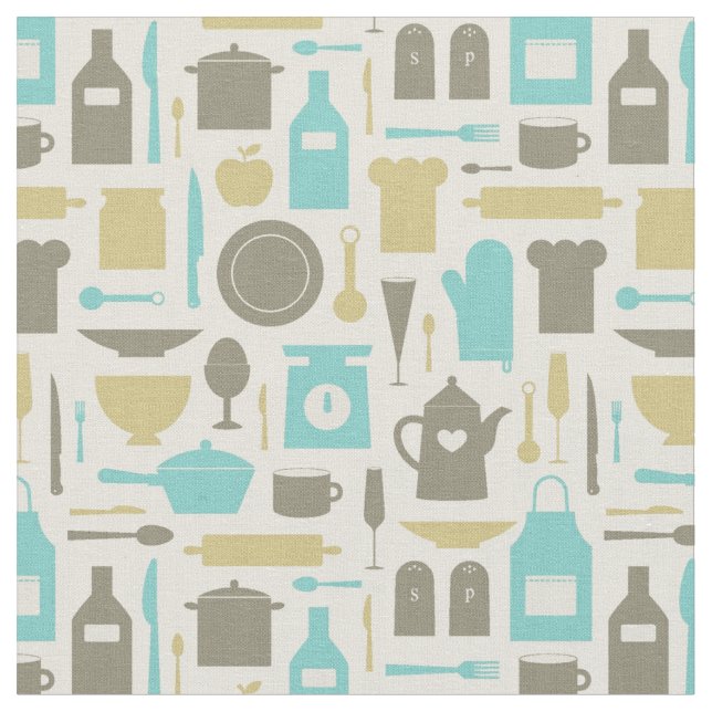 Tissu Motif des outils de cuisine (Fermer)