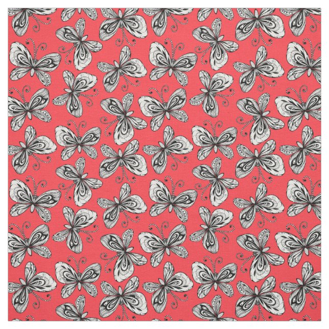 Tissu Motif des papillons de Doodle (Échantillon)