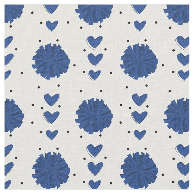 Tissu Motif des Pom Pom & Hearts (Fermer)