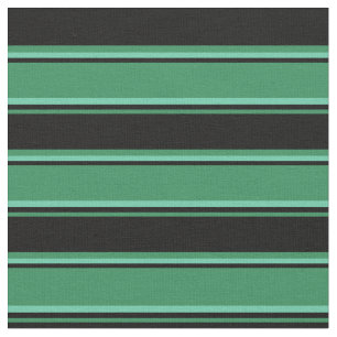 Tissu Motif des rayures vert mer, noir et aquamarine