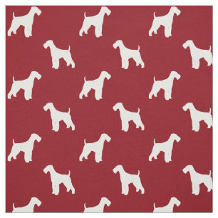 Tissu Motif des silhouettes d'Airedale Terrier rouge et 
