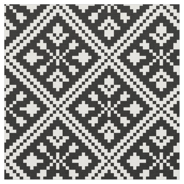Tissu Motif des Snowflakes de Noël noir et blanc (Fermer)