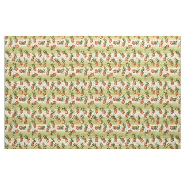 Tissu Motif d'été aux fruits d'ananas vert orange jaune (Fat Quarter)