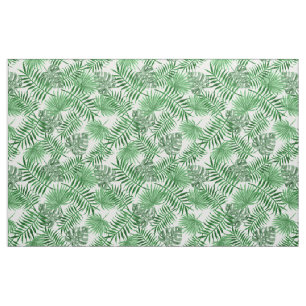Tissu Motif d'été du Tropical Green Palm Feuilles