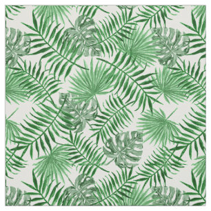 Tissu Motif d'été du Tropical Green Palm Feuilles