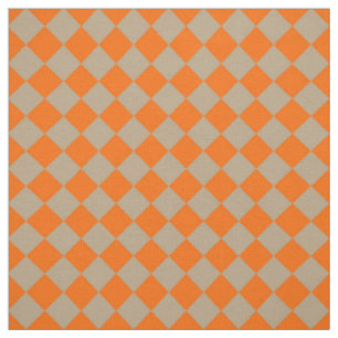 Tissu Motif diamant à carreaux taupe orange