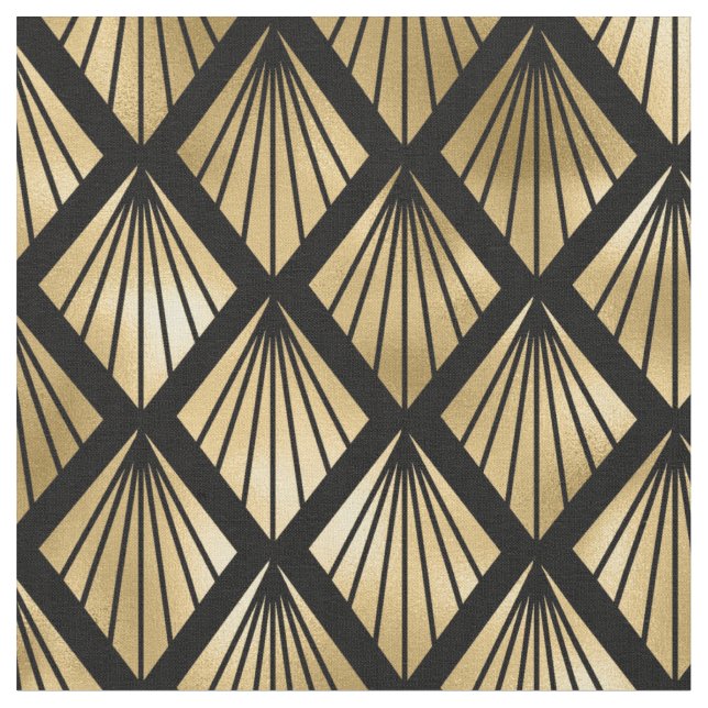 Tissu Motif Diamant jaune or et noir Art déco (Fermer)