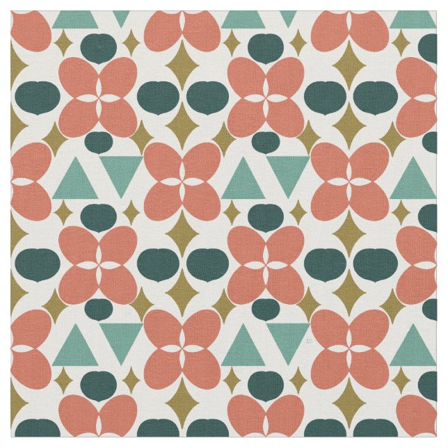 Tissu Motif diamant moderne à fleurs du milieu du siècle (Fermer)
