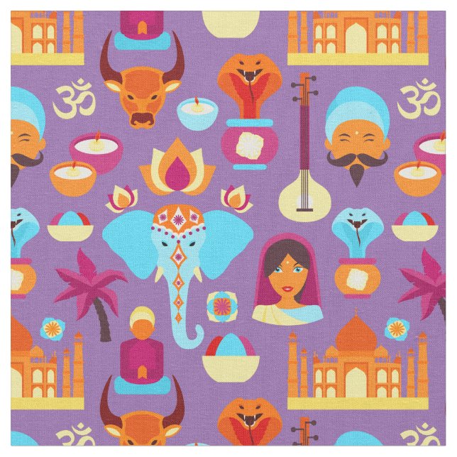 Tissu Motif d'icônes indiennes (Fermer)