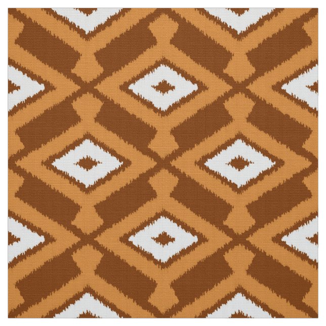 Tissu Motif d'Ikat - brun, rouille et crème (Échantillon)