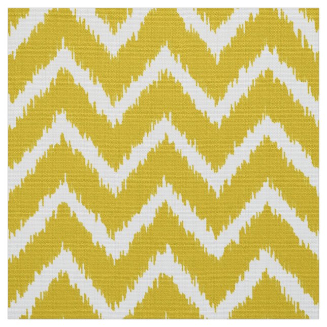 Tissu Motif d'Ikat Chevron - jaune et blanc de moutarde (Échantillon)