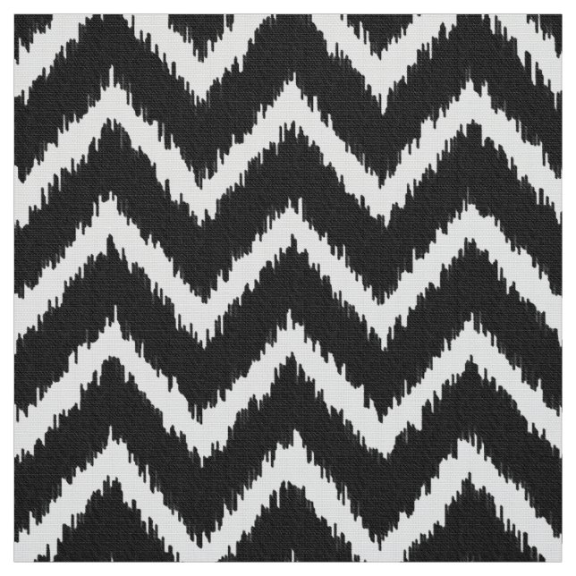 Tissu Motif d'Ikat Chevron - noir et blanc (Échantillon)
