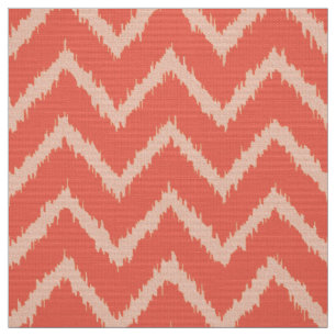 Tissu Motif d'Ikat Chevron - orange et pêche de corail