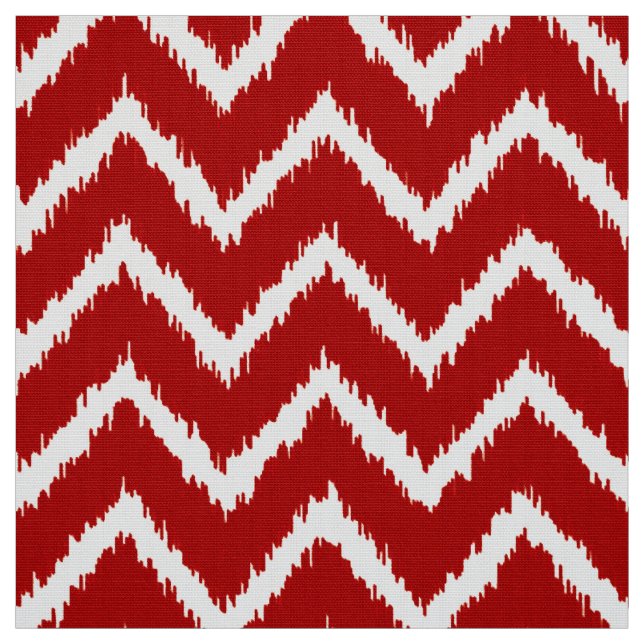 Tissu Motif d'Ikat Chevron - Rouge profond et blanc (Échantillon)