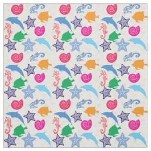 Tissu Motif d'illustration d'animaux de mer colorés