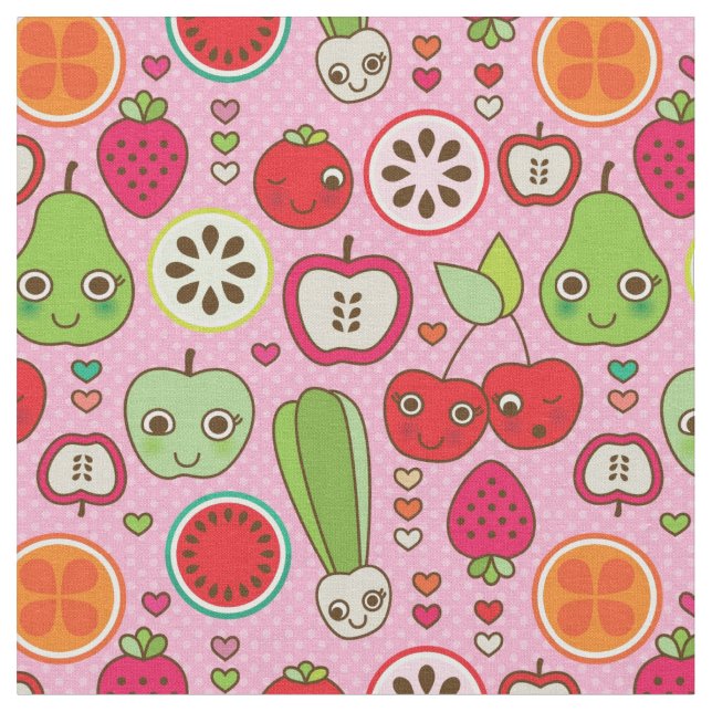 Tissu motif d'illustration de cuisine de fruit (Fermer)