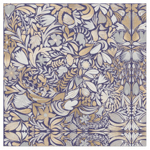 Tissu Motif d'illustration de la feuille florale blanche