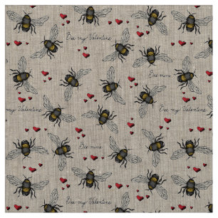 Tissu Motif d'illustration de la mine d'abeilles de lin