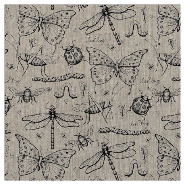 Tissu Motif d'illustration de lin naturel (Échantillon)