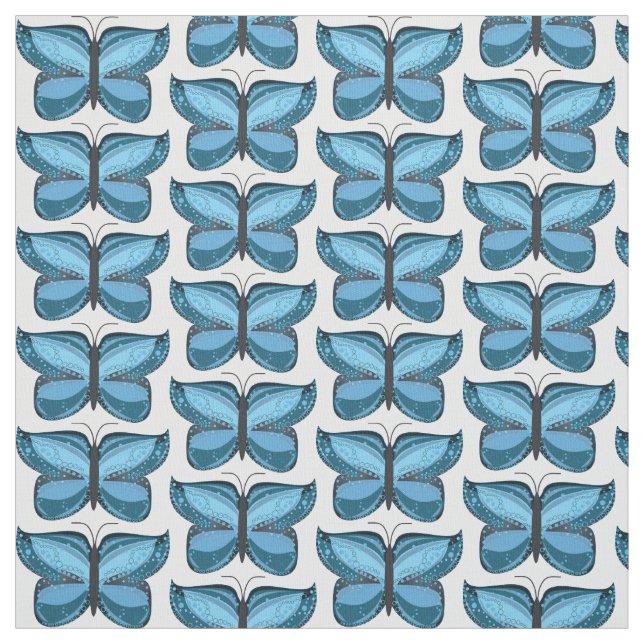 Tissu Motif d'illustration décorative du papillon bleu (Échantillon)