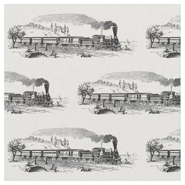 Tissu Motif d'illustration du train à vapeur vintage (Fermer)