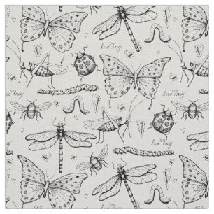 Tissu Motif d'illustration pour les insectes élégants de
