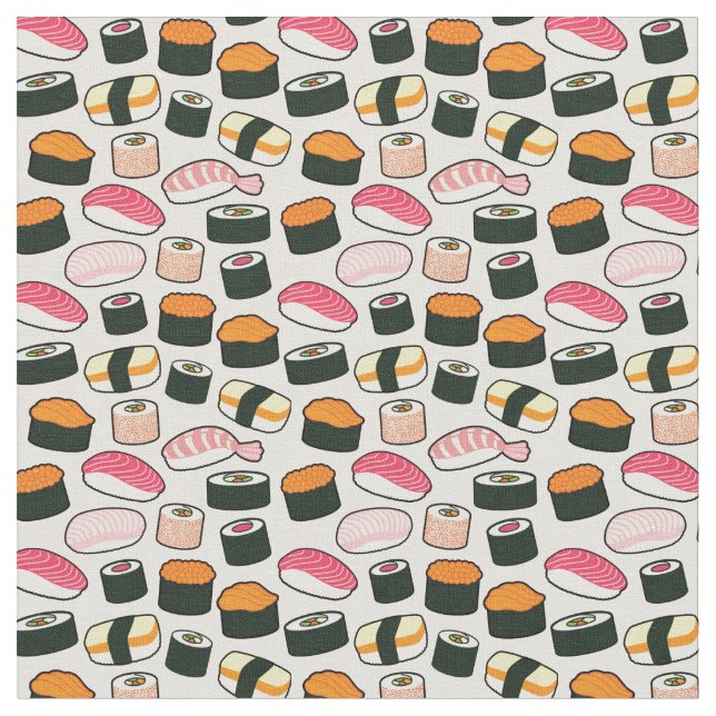 Tissu Motif d'illustrations d'amusement de sushi (Fermer)