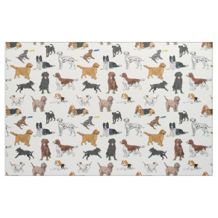 Tissu Motif d'illustrations de chiens mignons