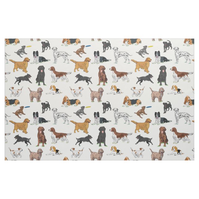 Tissu Motif d'illustrations de chiens mignons (Fat Quarter)