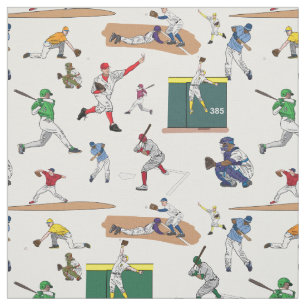 Tissu Motif d'illustrations des joueurs de baseball