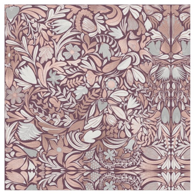 Tissu Motif d'illustrations florales de Bourgogne rose (Fermer)