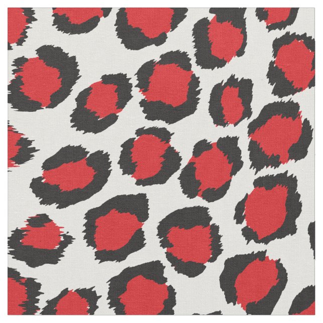 Tissu motif d'impression de guépard rouge rouge et noir (Fermer)