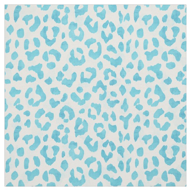 Tissu motif d'impression de guépard turquoise bleu et bl (Échantillon)