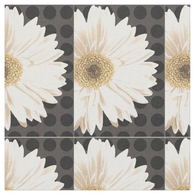 Tissu Motif d'impression moderne à fleurs blanches (Fermer)