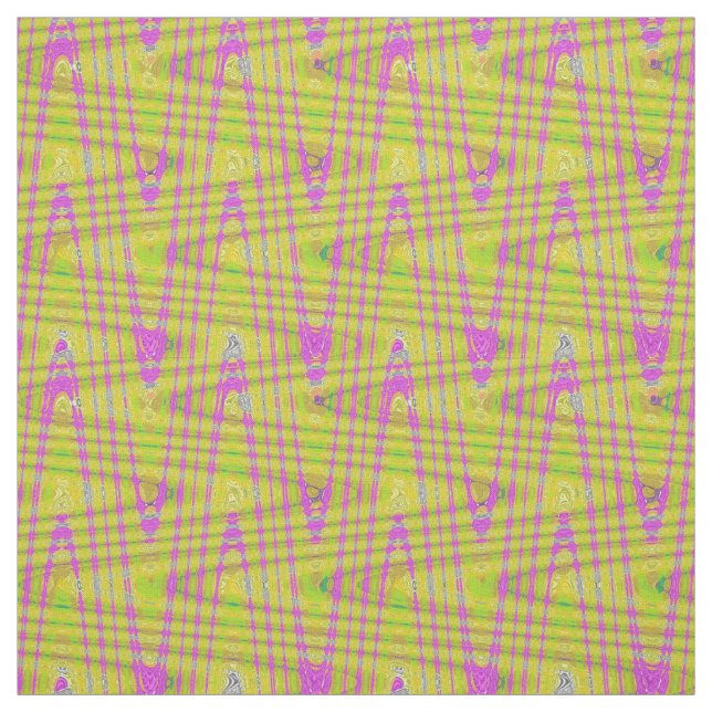 Tissu Motif d'impression rose chaud Fuschia Jaune (Échantillon)