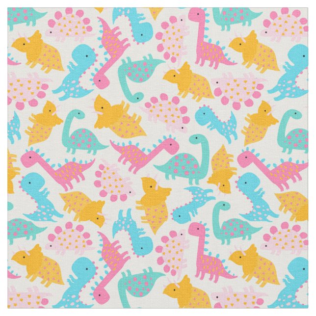 Tissu Motif Dinosaur rose et Turquoise (Fermer)