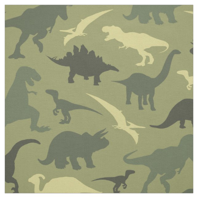 Tissu Motif Dinosaure, Silhouette Dinosaure, Dino Vert (Échantillon)