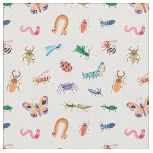 Tissu Motif d'insectes coloré mignon
