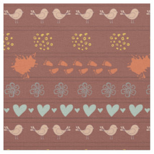 Tissu Motif d'oiseaux, de points, de pieds