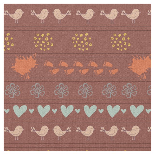 Tissu Motif d'oiseaux, de points, de pieds (Fermer)