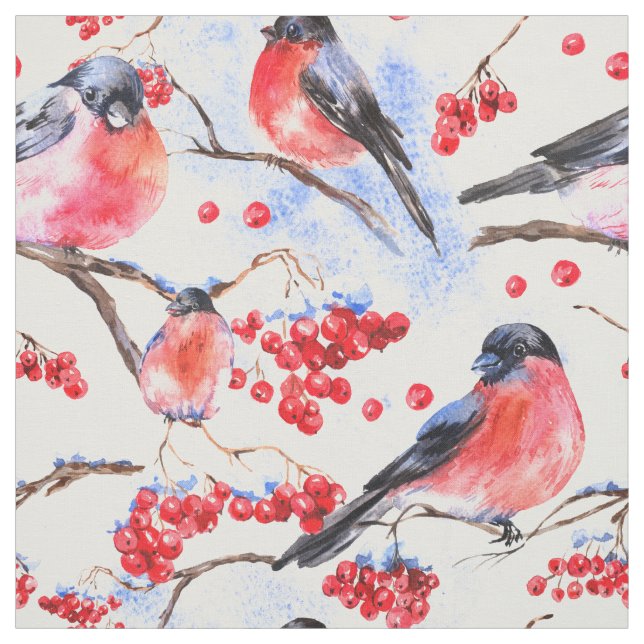 Tissu Motif d'oiseaux de Red Robin (Échantillon)