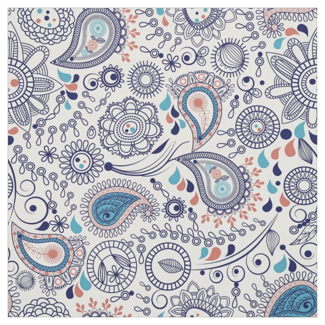Tissu Motif Doodle Paisley (Échantillon)